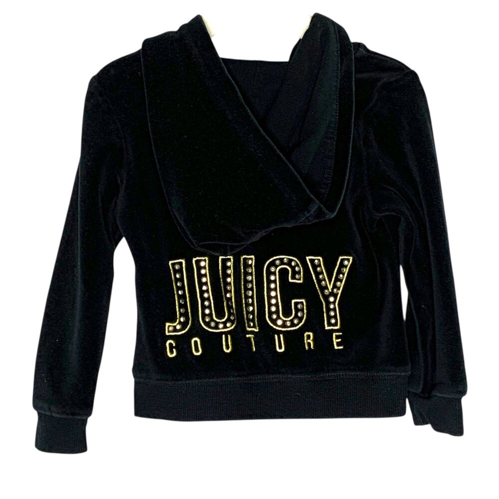 Juicy Couture Girls 2T Black Hoodie Velour Full Zip Long Sleeve 90S Y2K Baddie